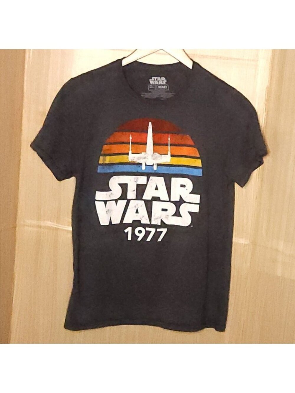 Star Wars Mens Grey Retro Look 1977 Short Sleeve Shirt Medium